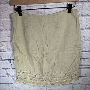 Tommy Bahama Linen Skirt tan linen‎ , ruffled women’s size 0